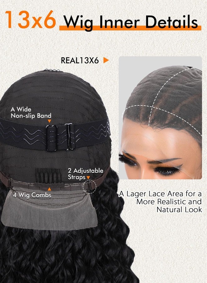Lady Miranda 13x6 Lace Front Braided Wigs for Black Women Cornrow Braided Wig with Curly Ends Pre Braids Lace Front Wig Pre Plucked Curly Wigs for Black Women(Natural Black, 22 Inch) - Image 5